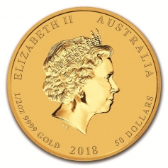 Золотая монета Австралии 50 долларов "Год Собаки" 15,55 г.,Au 9999