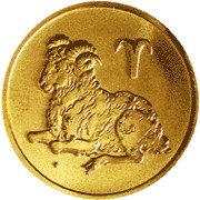 Золотая монета 25 рублей "Овен" Серия: Знаки Зодиака 2003г., 3,11г., СПМД, Au 999